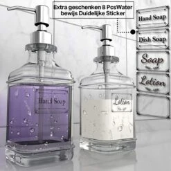 Wonix® - Zeepdispenser - Zeeppompje - Transparant Glas - RVS Pompkop - Met Stickers - 350ml - 2 Stuks 13 Wonix® - Zeepdispenser - Zeeppompje - Transparant Glas - RVS Pompkop - Met Stickers - 350ml - 2 Stuks -Badkamer Wijs 1200x1200 1123