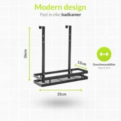 Doucherek Aan Douchewand - Zwart - Doucherekje Hangend - Zonder Boren -Badkamer Wijs 1200x1200 1132