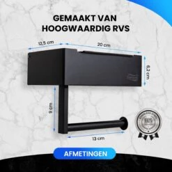 Toiletrolhouder Met Plankje En Bakje - WC Rolhouder Zwart - Opbergvak - Zelfklevend - Zonder Boren - RVS 11 Toiletrolhouder Met Plankje En Bakje - WC Rolhouder Zwart - Opbergvak - Zelfklevend - Zonder Boren - RVS -Badkamer Wijs 1200x1200 1134