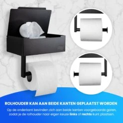 Toiletrolhouder Met Plankje En Bakje - WC Rolhouder Zwart - Opbergvak - Zelfklevend - Zonder Boren - RVS 14 Toiletrolhouder Met Plankje En Bakje - WC Rolhouder Zwart - Opbergvak - Zelfklevend - Zonder Boren - RVS -Badkamer Wijs 1200x1200 1137