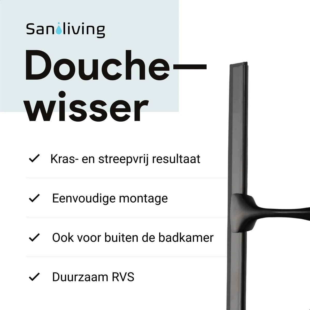 Douchewisser Met Ophanghaak En 2 Extra Strips - Raamwisser Voor Douche - Raamtrekker Zwart 12 Douchewisser Met Ophanghaak En 2 Extra Strips - Raamwisser Voor Douche - Raamtrekker Zwart - Afbeelding 10