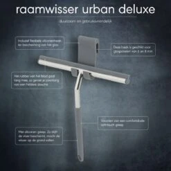 Sealskin Urban Deluxe Raamwisser Inclusief Flexibele Glashaak En Schroefhaak - RVS Gepolijst -Badkamer Wijs 1200x1200 1160