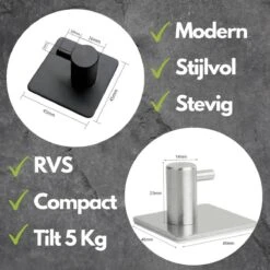 Handdoekhaak Set Zonder Boren RVS Vierkant Zelfklevend - Badjas - Theedoek Hanger - Keuken - Badkamer - Handdoek Haakjes 19 Handdoekhaak Set Zonder Boren RVS Vierkant Zelfklevend - Badjas - Theedoek Hanger - Keuken - Badkamer - Handdoek Haakjes -Badkamer Wijs 1200x1200 1164