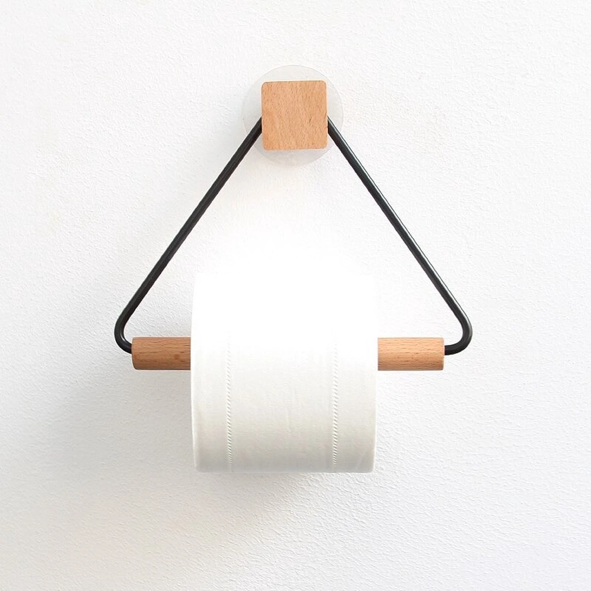 Toiletrolhouder Zonder Boren- Wc Rolhouder - Zuignap - Zelfklevend - Hout 8 Toiletrolhouder Zonder Boren- Wc Rolhouder - Zuignap - Zelfklevend - Hout - Afbeelding 6