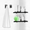 Dubbele Doucherek Zwart Zonder Boren – Sterke Lijmbasis - Badkamer Rek – Hoek – Doucherekjes – Incl. Schroeven – Incl. 2 Haken -Badkamer Wijs 1200x1200 1198