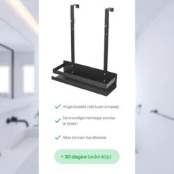 Doucherek Hangend - Ophangbaar Doucherek - Mat Zwart - Badkamerrek - Zonder Boren - Doucherek Aan Douchewand - Doucherekje -Badkamer Wijs 1200x1200 1210
