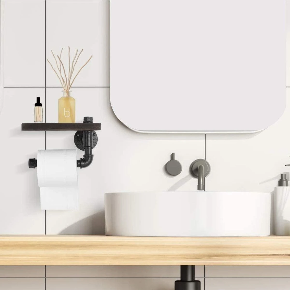 Merkloos Toiletrolhouder Met Telefoonplankje – Plankje - Toiletpapier - Zwart - WC Rolhouder – Badkamer Accesoires – Telefoonhouder 4 Merkloos Toiletrolhouder Met Telefoonplankje – Plankje - Toiletpapier - Zwart - WC Rolhouder – Badkamer Accesoires – Telefoonhouder - Afbeelding 2