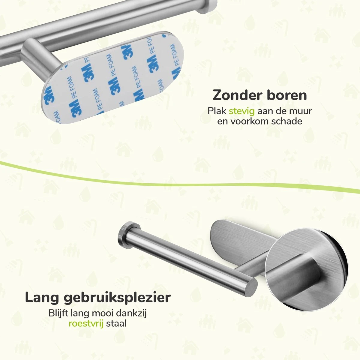 Toiletrolhouder Zonder Boren - Zilver - RVS WC Rolhouder Zelfklevend 6 Toiletrolhouder Zonder Boren - Zilver - RVS WC Rolhouder Zelfklevend - Afbeelding 4