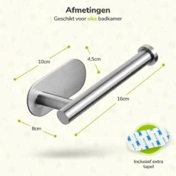 Toiletrolhouder Zonder Boren - Zilver - RVS WC Rolhouder Zelfklevend 17 Toiletrolhouder Zonder Boren - Zilver - RVS WC Rolhouder Zelfklevend -Badkamer Wijs 1200x1200 1240