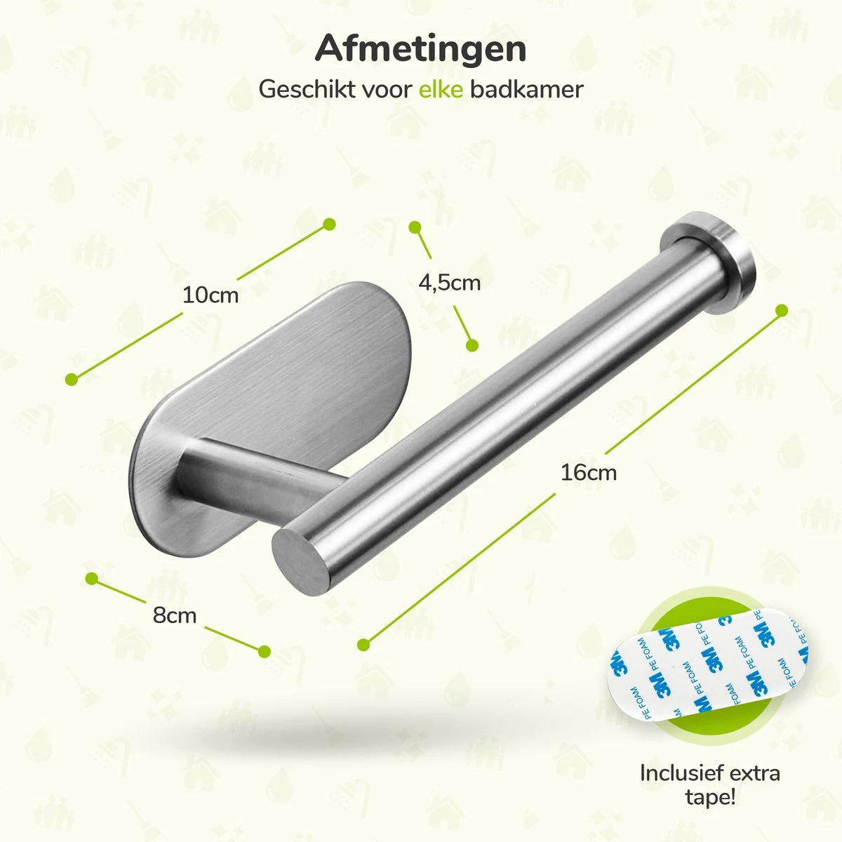 Toiletrolhouder Zonder Boren - Zilver - RVS WC Rolhouder Zelfklevend 9 Toiletrolhouder Zonder Boren - Zilver - RVS WC Rolhouder Zelfklevend - Afbeelding 7