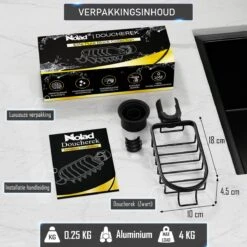 Nolad® - Doucherek Hangend - Doucherek Zonder Boren - Keukenrek - Gootsteen Organizer - Badkamer Accessoires - Zwart -Badkamer Wijs 1200x1200 1253