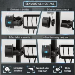 Nolad® - Doucherek Hangend - Doucherek Zonder Boren - Keukenrek - Gootsteen Organizer - Badkamer Accessoires - Zwart -Badkamer Wijs 1200x1200 1255