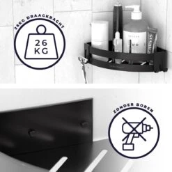 Sanicraft® Doucherekje - Doucherekje Zonder Boren - Geschikt Voor Elk Type Muur - Doucherekje Hangend - Doucheplank - Doucherekje Hoek - Doucherekje Zwart 15 Sanicraft® Doucherekje - Doucherekje Zonder Boren - Geschikt Voor Elk Type Muur - Doucherekje Hangend - Doucheplank - Doucherekje Hoek - Doucherekje Zwart -Badkamer Wijs 1200x1200 1264