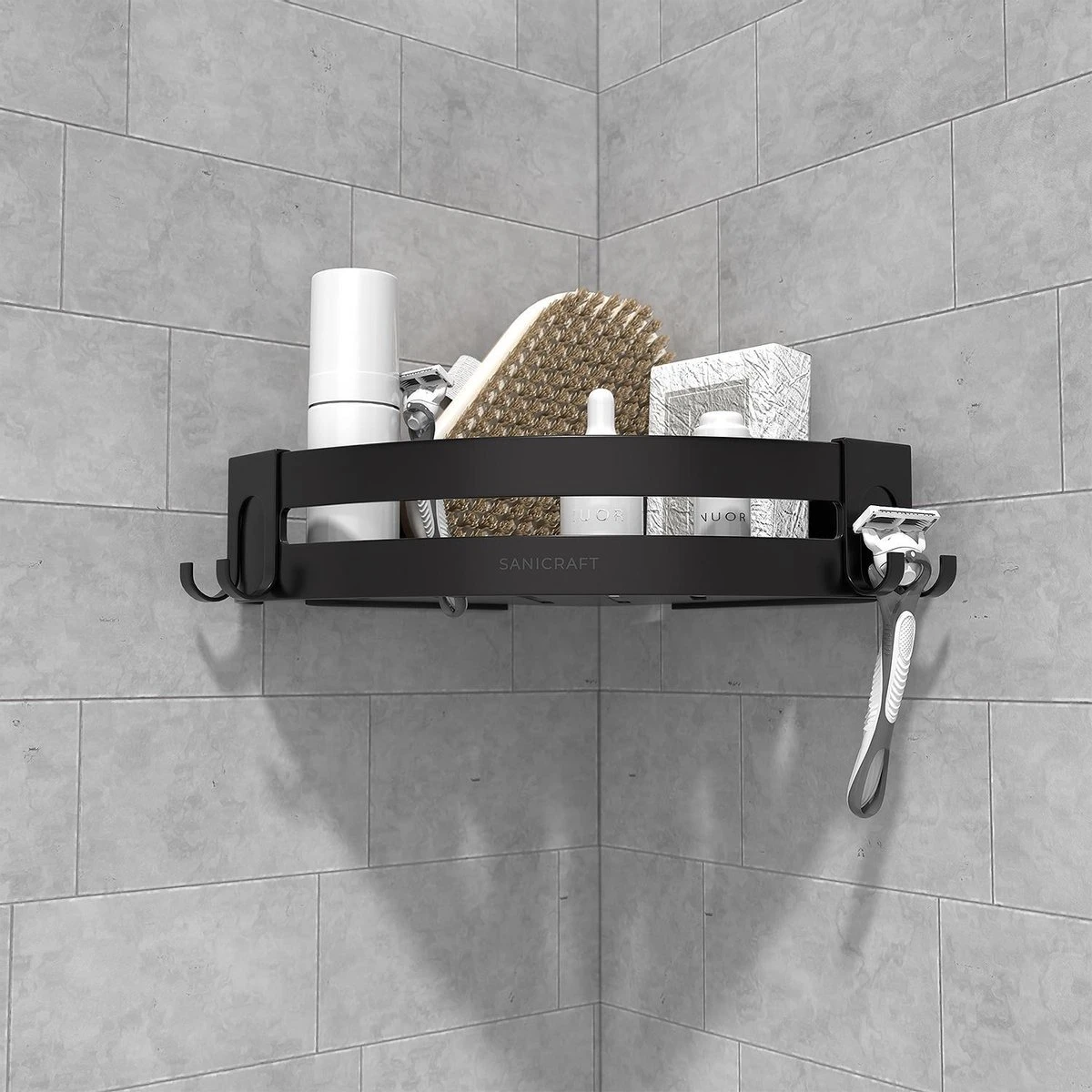 Sanicraft® Doucherekje - Doucherekje Zonder Boren - Geschikt Voor Elk Type Muur - Doucherekje Hangend - Doucheplank - Doucherekje Hoek - Doucherekje Zwart 9 Sanicraft® Doucherekje - Doucherekje Zonder Boren - Geschikt Voor Elk Type Muur - Doucherekje Hangend - Doucheplank - Doucherekje Hoek - Doucherekje Zwart - Afbeelding 7