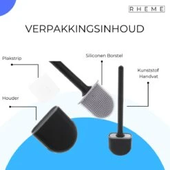 WC Borstel - Siliconen Borstel Met Houder - Hangend Met Plakstrip - Duurzaam Toilet Borstel - Zwart - Rheme -Badkamer Wijs 1200x1200 1280