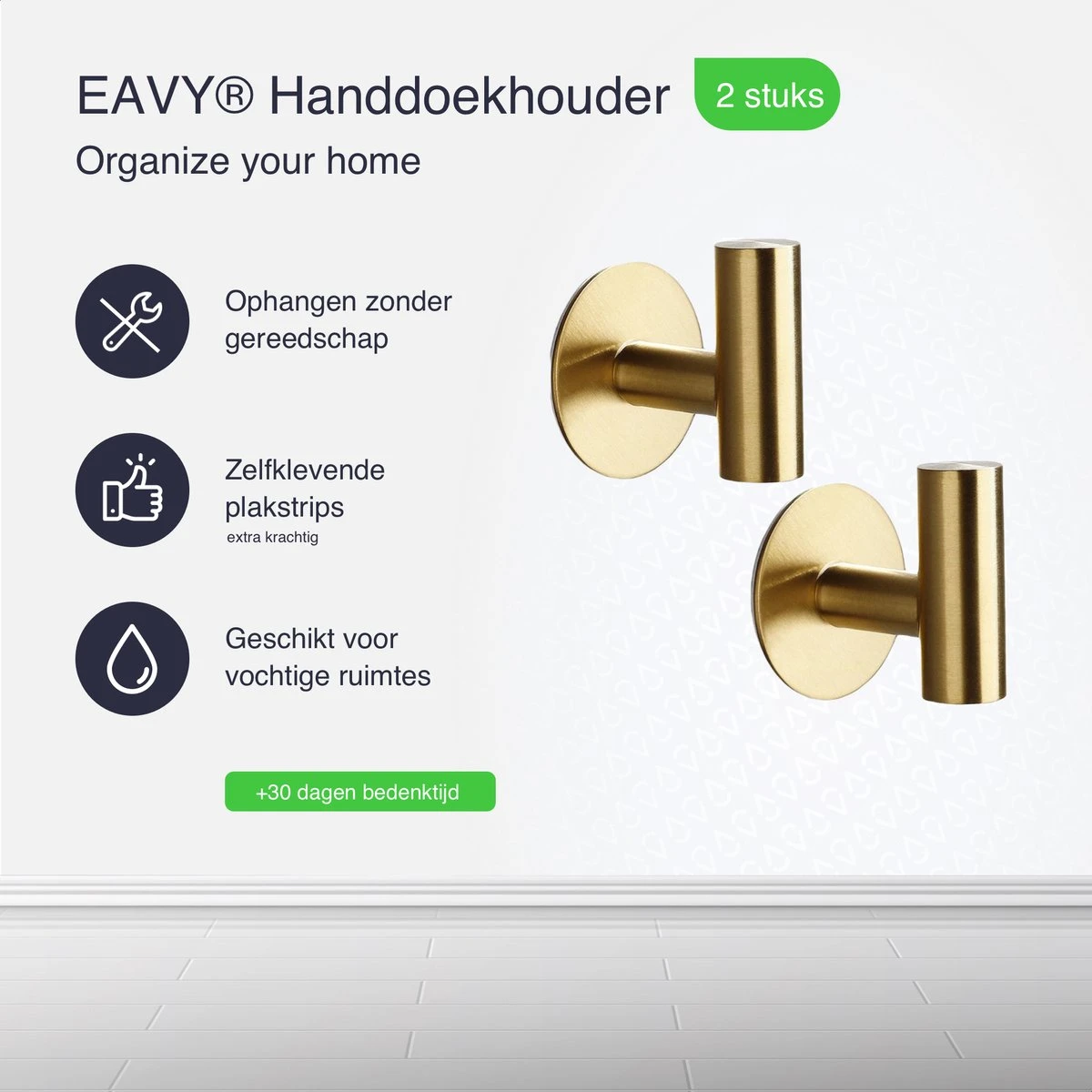 EAVY 2 Stuks Zelfklevende Handdoekhaakjes - Handdoekhouders - Plakhaakjes - Goud 4 EAVY 2 Stuks Zelfklevende Handdoekhaakjes - Handdoekhouders - Plakhaakjes - Goud - Afbeelding 2