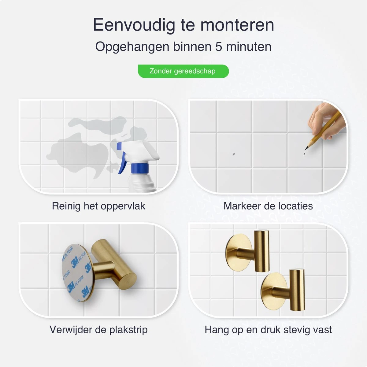 EAVY 2 Stuks Zelfklevende Handdoekhaakjes - Handdoekhouders - Plakhaakjes - Goud 6 EAVY 2 Stuks Zelfklevende Handdoekhaakjes - Handdoekhouders - Plakhaakjes - Goud - Afbeelding 4