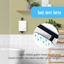 Flusive Toiletrolhouder Met 4 Handdoekhaakjes - Wc Rolhouder - Zelfklevend Zonder Boren - RVS - Zwart -Badkamer Wijs 1200x1200 1335
