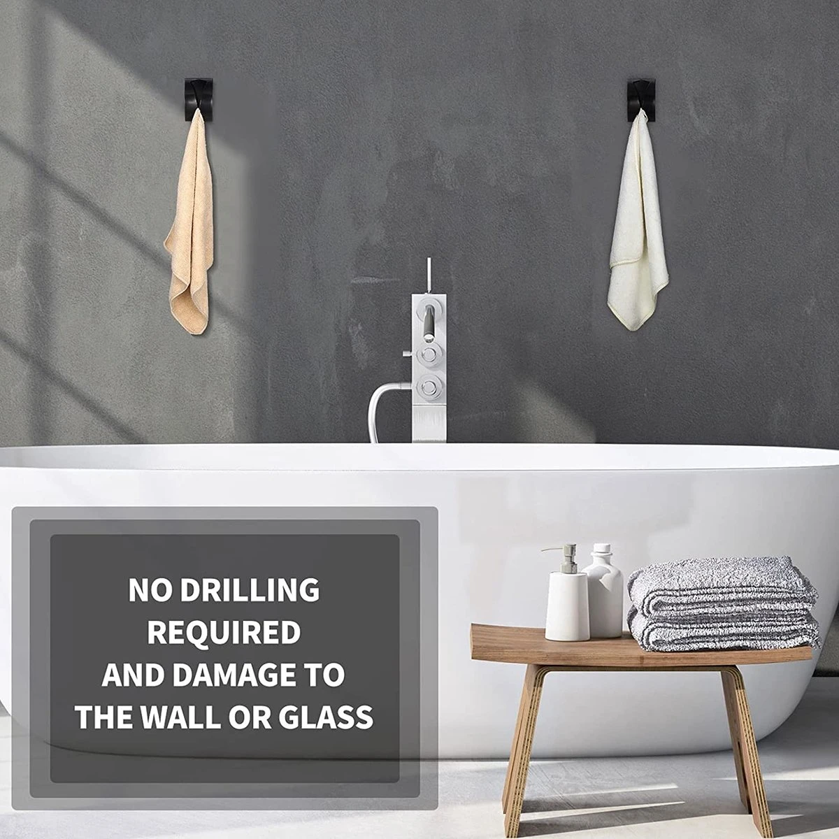 BOTC Handdoekhouder RVS - Handdoekhaakjes 4 Stuks - Handdoek Klem - Handdoek Haak - Zwart 4 BOTC Handdoekhouder RVS - Handdoekhaakjes 4 Stuks - Handdoek Klem - Handdoek Haak - Zwart - Afbeelding 2