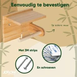JoFlow® Toiletrolhouder Met Plankje | Wc Rolhouder Staand | Bamboe Badkamer Accessoires | Montage Met Schroeven En/of 3M Plakstrips -Badkamer Wijs 1200x1200 1343