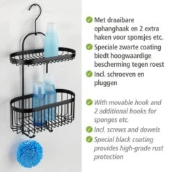 WENKO Doucherek 2-laags Classic Plus Black Mat Zwart - Doucherek Zonder Boren - Doucherek Hangend Zwart -Badkamer Wijs 1200x1200 1349