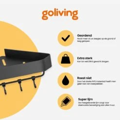 Goliving Doucherek 2 Laags - Doucherek Zonder Boren - Doucherekje Hoek - Douchemandje - Badkamerrek - Badkamer Accessoires - Zwart 11 Goliving Doucherek 2 Laags - Doucherek Zonder Boren - Doucherekje Hoek - Douchemandje - Badkamerrek - Badkamer Accessoires - Zwart -Badkamer Wijs 1200x1200 135