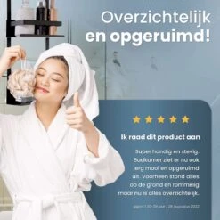 Merkloos Doucherek Zonder Boren Zwart - 30 Dagen Uitproberen -Doucherek Hangend - Badkamer Accessoires - RVS - 2 Laags -Badkamer Wijs 1200x1200 1377