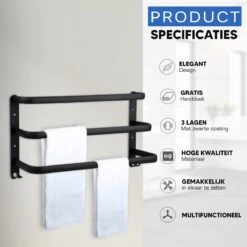Qualux® Handdoekrek Inclusief Handdoek - 3 Stangen - Badkamer - Handdoekrek Zwart - Handdoekstang - Handdoekhouder - Handdoekenrek 12 Qualux® Handdoekrek Inclusief Handdoek - 3 Stangen - Badkamer - Handdoekrek Zwart - Handdoekstang - Handdoekhouder - Handdoekenrek -Badkamer Wijs 1200x1200 1416