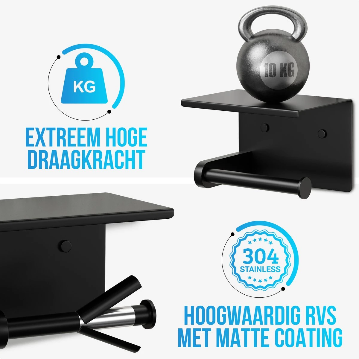 Strex WC Rolhouder Met Plankje - Zwart - Zelfklevend / Boren / Zonder Boren - Toiletrolhouder - WC Papier Houder 7 Strex WC Rolhouder Met Plankje - Zwart - Zelfklevend / Boren / Zonder Boren - Toiletrolhouder - WC Papier Houder - Afbeelding 5