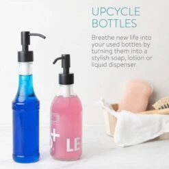 Navaris Roestvrijstalen Zeepdispenserkop Set X2 - Opschroefbare Pompkop Voor Flessen - 26-28 Mm Mondstuk Voor Vloeistof, Lotion - Zwart -Badkamer Wijs 1200x1200 145