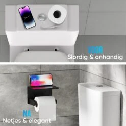 Strex WC Rolhouder Met Plankje - Zwart - Zelfklevend / Boren / Zonder Boren - Toiletrolhouder - WC Papier Houder 19 Strex WC Rolhouder Met Plankje - Zwart - Zelfklevend / Boren / Zonder Boren - Toiletrolhouder - WC Papier Houder -Badkamer Wijs 1200x1200 1453