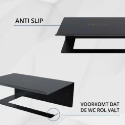 Westerhof Premium Wc Rolhouder Zwart Zonder Boren - Met Plankje - 3M Plakstrip En Schroef Set 13 Westerhof Premium Wc Rolhouder Zwart Zonder Boren - Met Plankje - 3M Plakstrip En Schroef Set -Badkamer Wijs 1200x1200 1465