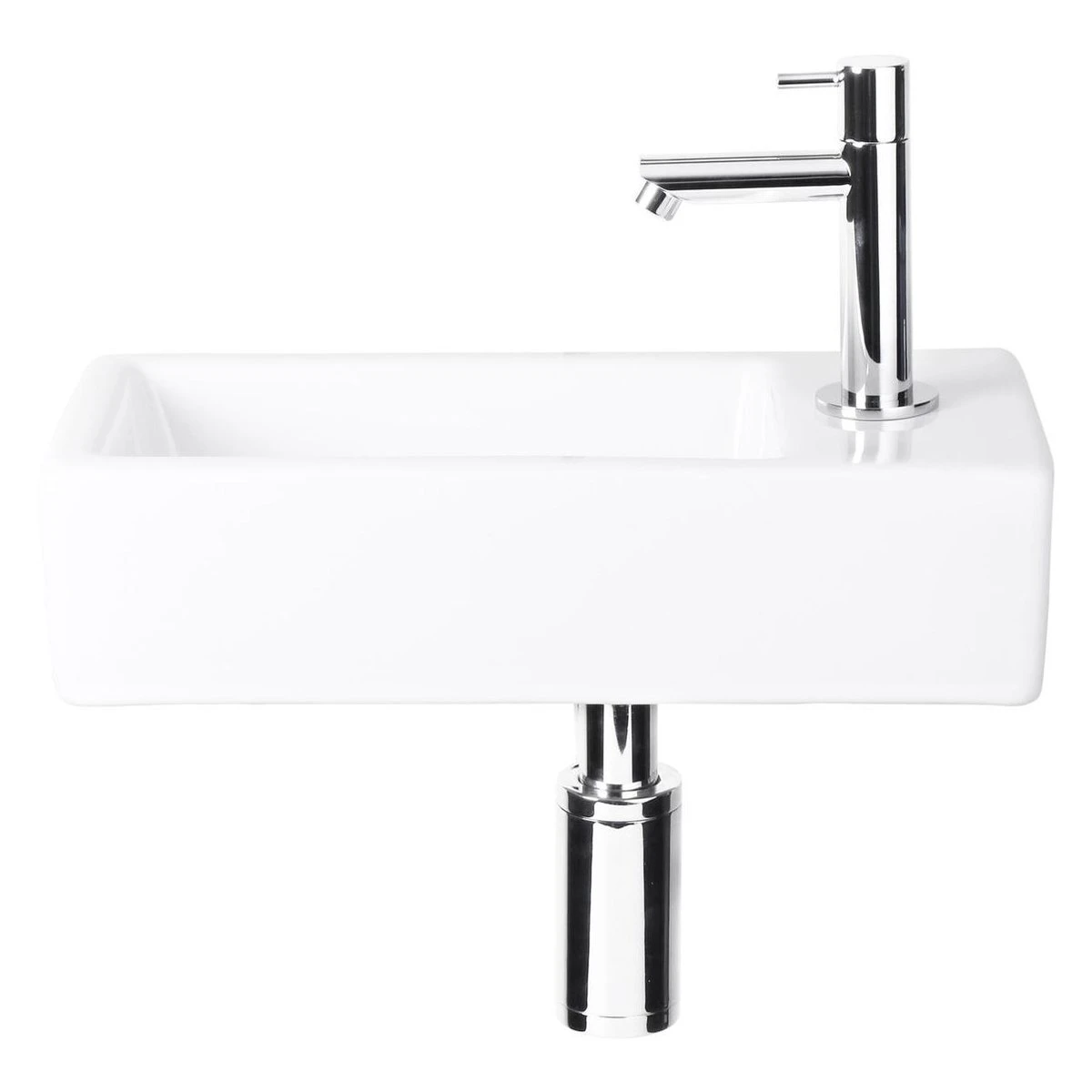 Differnz Helios Fonteinset - Wasbak Keramiek - Wit - Rechte Kraan - Chroom - Standaard Greep - 36 X 18 X 9 Cm 4 Differnz Helios Fonteinset - Wasbak Keramiek - Wit - Rechte Kraan - Chroom - Standaard Greep - 36 X 18 X 9 Cm - Afbeelding 2