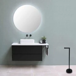 MM Brands WC Rolhouder - Toiletrol Houder Staand - WC Papier Rollenhouder Zonder Boren - Zwart -Badkamer Wijs 1200x1200 1470