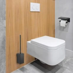Toiletrolhouder Met Planchet - WC Rolhouder - Badkameraccessoires - Mat Zwart - 18,5x11 Cm -Badkamer Wijs 1200x1200 1480