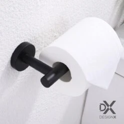 DesignX Toiletrolhouder Zwart - WC Rolhouder - Matte - Papier - Houder - Incl. Schroeven -Badkamer Wijs 1200x1200 1494