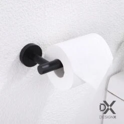 DesignX Toiletrolhouder Zwart - WC Rolhouder - Matte - Papier - Houder - Incl. Schroeven -Badkamer Wijs 1200x1200 1498