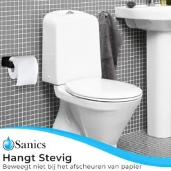 Sanics WC Rolhouder Zonder Boren - Toiletrolhouder Zelfklevend - Closetrolhouder Zwart/RVS -Badkamer Wijs 1200x1200 1523