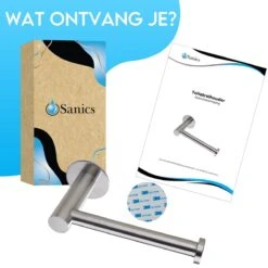 Sanics WC Rolhouder Zonder Boren - Toiletrolhouder Zelfklevend - Closetrolhouder Zilver/RVS -Badkamer Wijs 1200x1200 1533