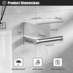 BOTC Toiletrolhouder Met Handdoekhaakjes - Toiletrolhouder - Toiletrolhouder - Zelfklevend / Boren / Zonder Boren - RVS - Zliver -Badkamer Wijs 1200x1200 1547
