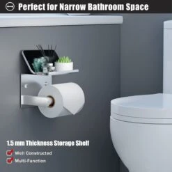 BOTC Toiletrolhouder Met Handdoekhaakjes - Toiletrolhouder - Toiletrolhouder - Zelfklevend / Boren / Zonder Boren - RVS - Zliver -Badkamer Wijs 1200x1200 1548