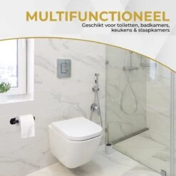 HGMD® WC Rolhouder Zelfklevend - Zwart - Toiletrolhouder Zwart - Toiletrolhouder Zonder Boren -Badkamer Wijs 1200x1200 1554