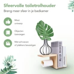 Premium Toiletrolhouder Met Plankje Zonder Boren (incl. Zuignappen En Schroeven) - WC Rolhouder - Toiletpapierhouder Staand | B&H -Badkamer Wijs 1200x1200 1562