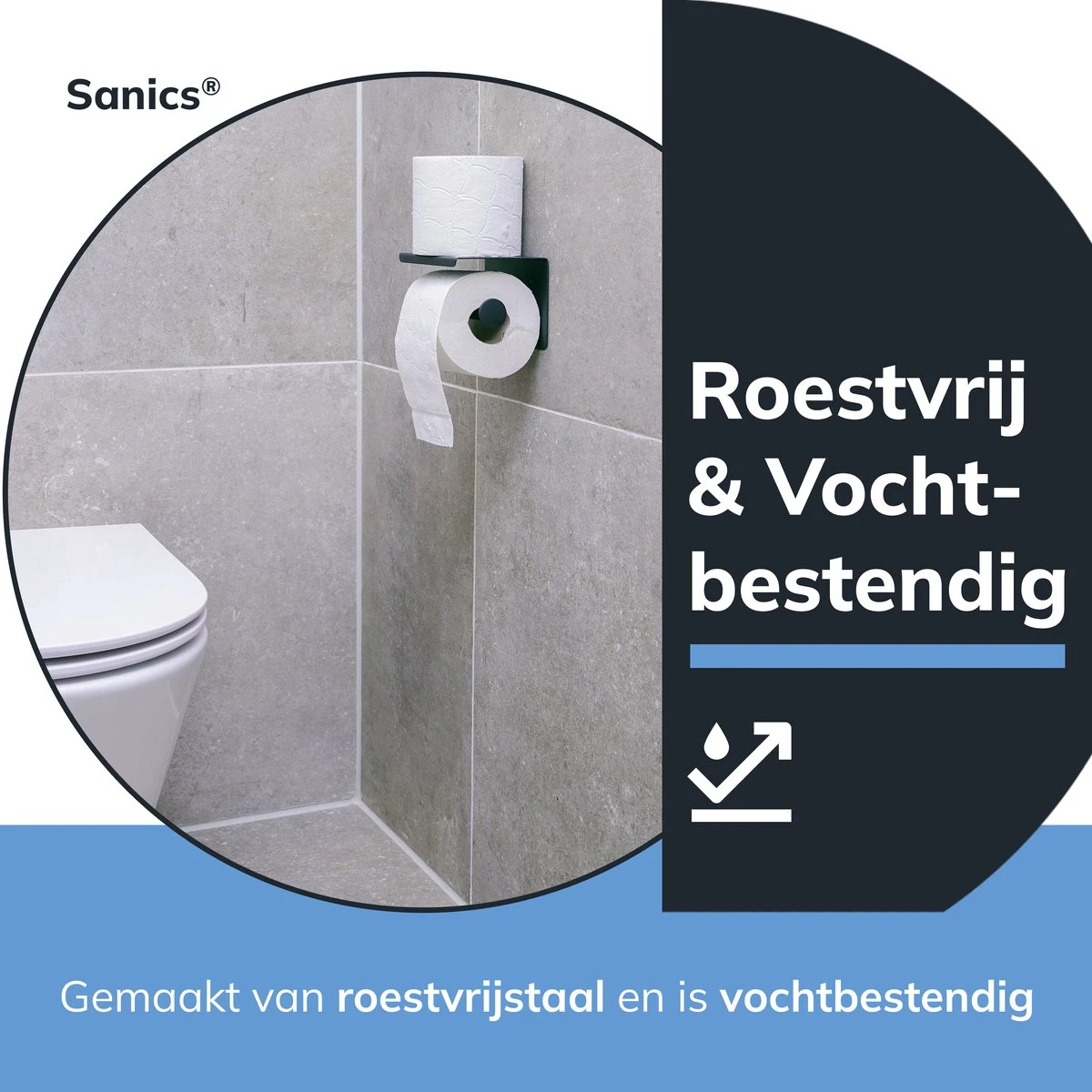 Sanics WC Rolhouder Zwart – Toiletrolhouder Zonder Boren – Met Plankje - Zelfklevend - RVS 5 Sanics WC Rolhouder Zwart – Toiletrolhouder Zonder Boren – Met Plankje - Zelfklevend - RVS - Afbeelding 3