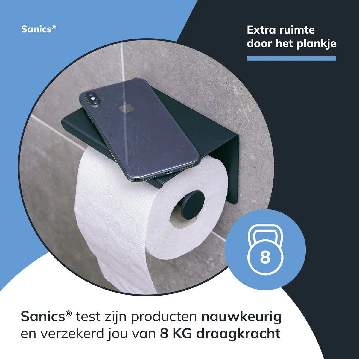 Sanics WC Rolhouder Zwart – Toiletrolhouder Zonder Boren – Met Plankje - Zelfklevend - RVS 12 Sanics WC Rolhouder Zwart – Toiletrolhouder Zonder Boren – Met Plankje - Zelfklevend - RVS - Afbeelding 10