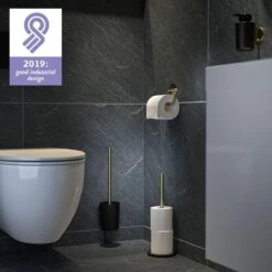 Tiger Tune - Toiletrolhouder Zonder Klep - Messing Geborsteld / Zwart -Badkamer Wijs 1200x1200 1604