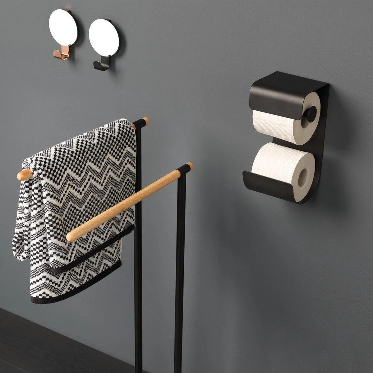 Sealskin Brix - Toiletrolhouder Dubbel - Zwart 8 Sealskin Brix - Toiletrolhouder Dubbel - Zwart - Afbeelding 6