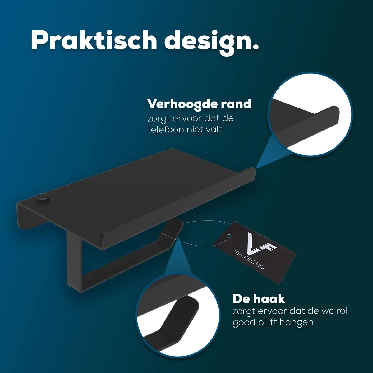 Via Fectio® Toiletrolhouder - Toiletrolhouders - Telefoonhouder - WC Rolhouder - Zonder Klep - RVS (Roestvrij Staal) 4 Via Fectio® Toiletrolhouder - Toiletrolhouders - Telefoonhouder - WC Rolhouder - Zonder Klep - RVS (Roestvrij Staal) - Afbeelding 2