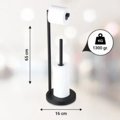 VDN Stainless Wc Rolhouder Staand - Wc Rolhouder Zwart - Toiletrolhouder En Reserverolhouder - RVS - Geschikt Voor 3+1 WC Papier Rollen - 2 In 1 -Badkamer Wijs 1200x1200 1671