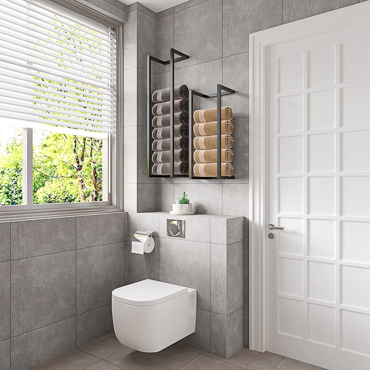 SaniDreams Carbon Handdoekenrek L Zwart - Staal - 90x25x20cm 6 SaniDreams Carbon Handdoekenrek L Zwart - Staal - 90x25x20cm - Afbeelding 4